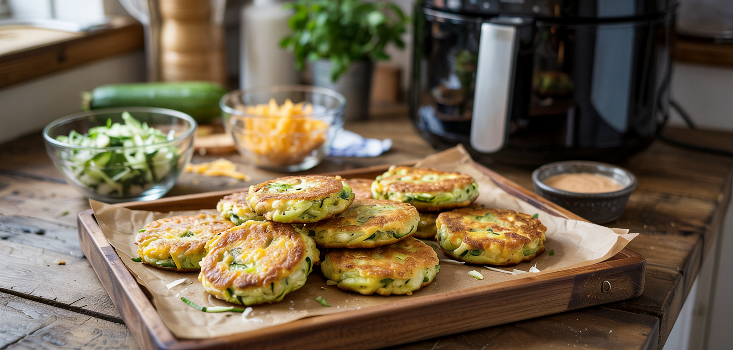 Air Fryer Cheddar Zucchini Fritters
