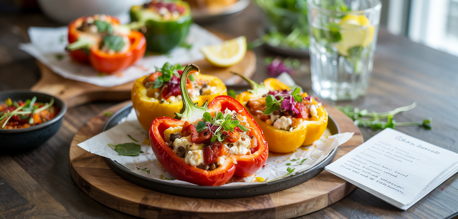 Cottage Cheese Stuffed Bell Pepper Boats