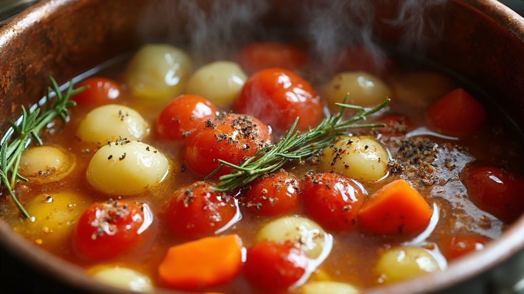 add aromatics and tomatoes