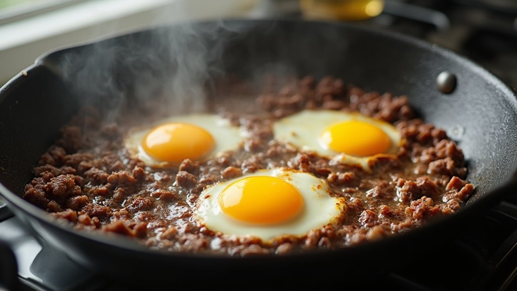 add eggs and cover