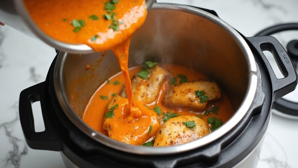 add sauce and seal