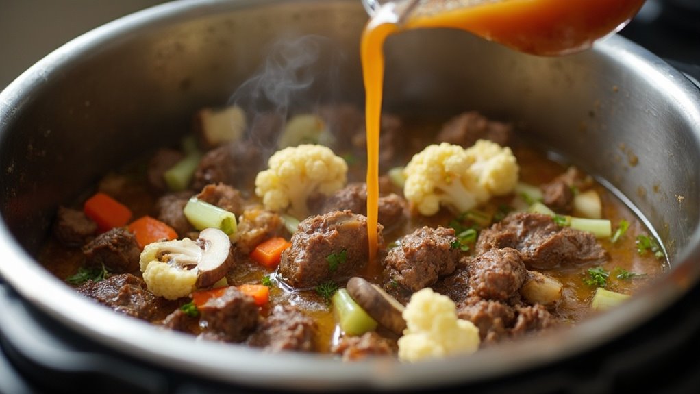 add veggies and broth