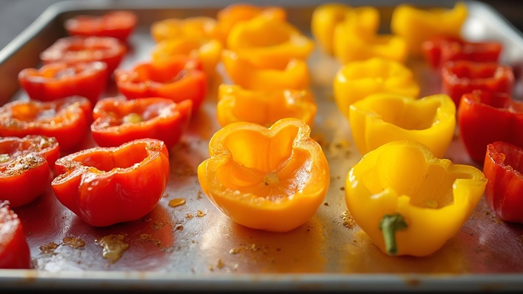 arrange peppers on sheet