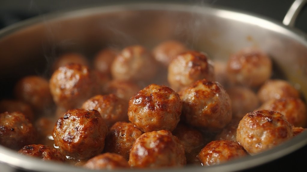 brown meatballs until golden