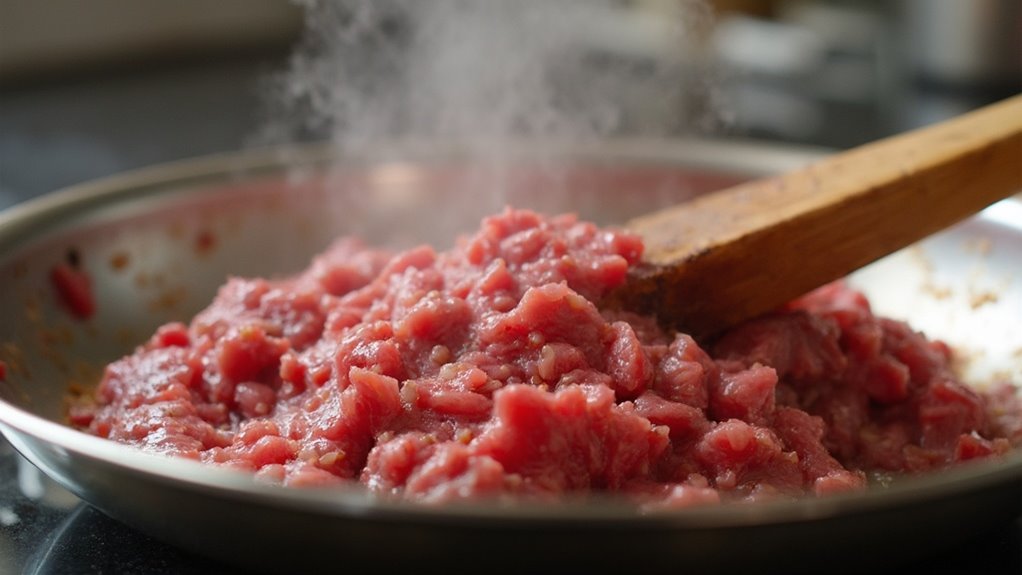 crumble and add beef