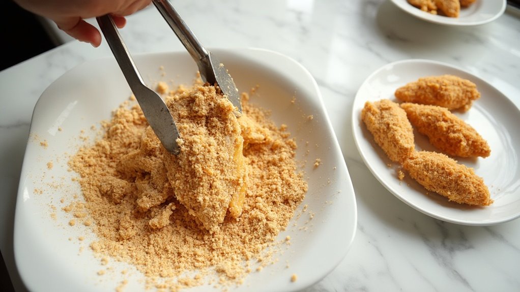 dredge chicken in flour