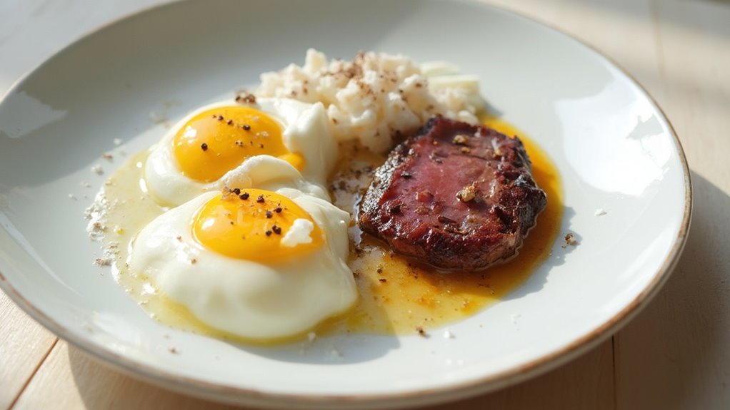 eggs plated and seasoned