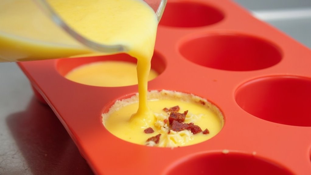 fill molds with mixture