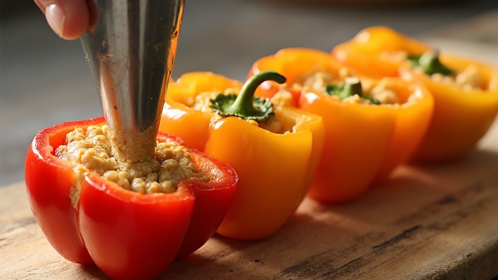 fill peppers with mixture