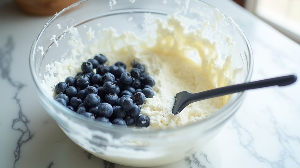 fold blueberries into mixture