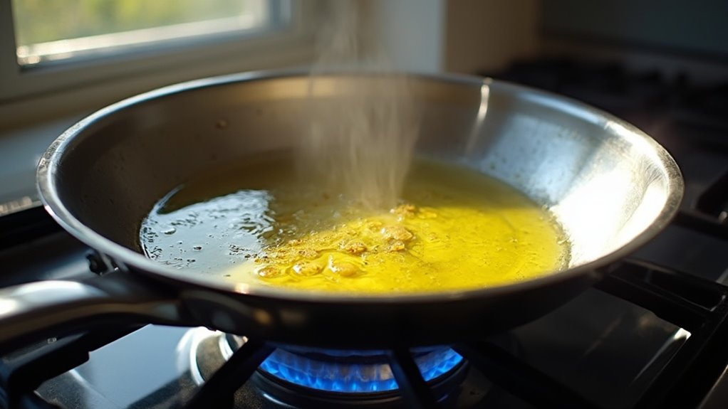 heat skillet with oil