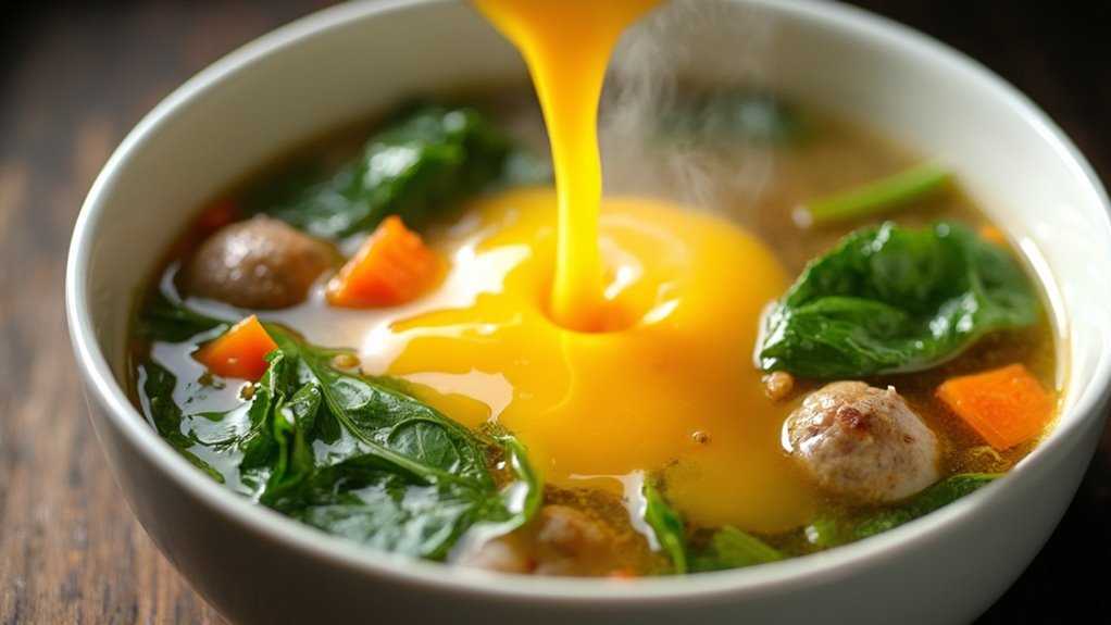 incorporate spinach and eggs