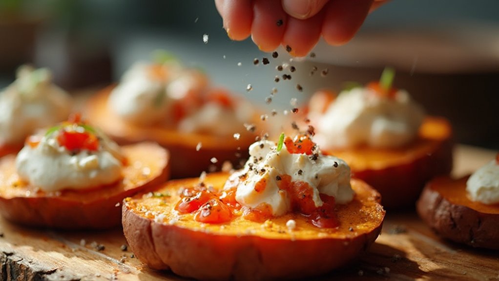 lightly season appetizers assembled