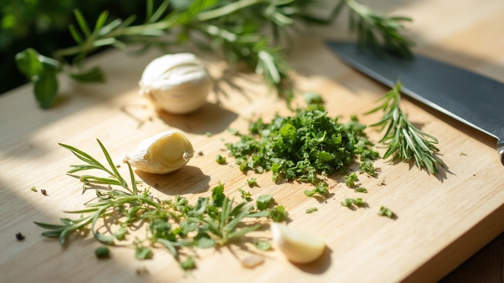 mince garlic and herbs