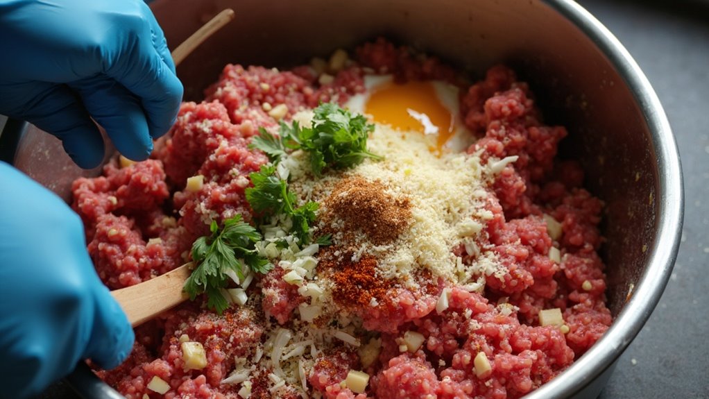 mix meat and spices