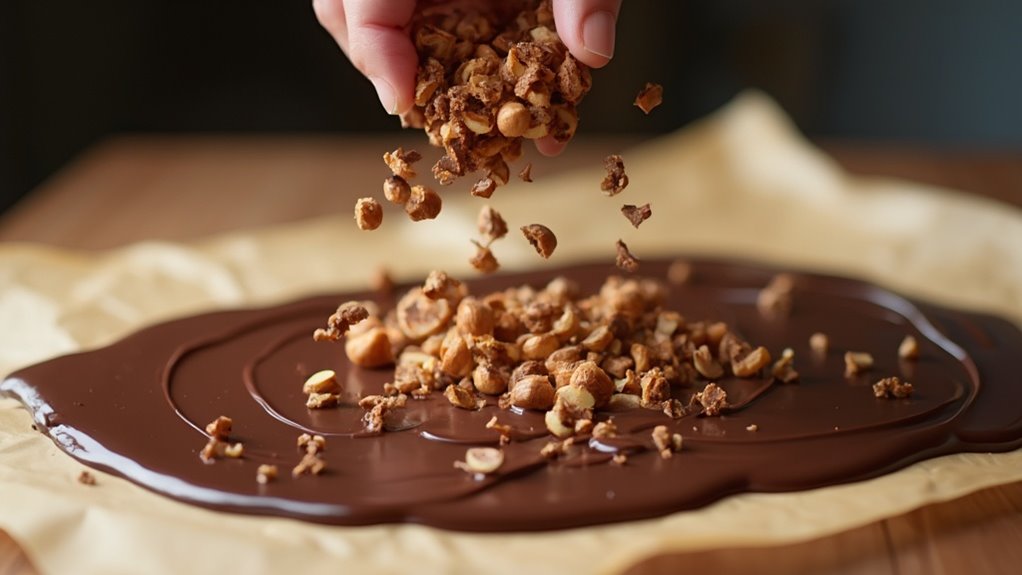 nuts evenly spread atop