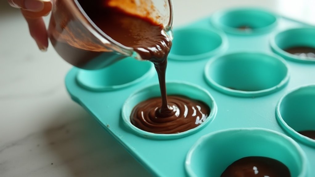 pour chocolate base layer