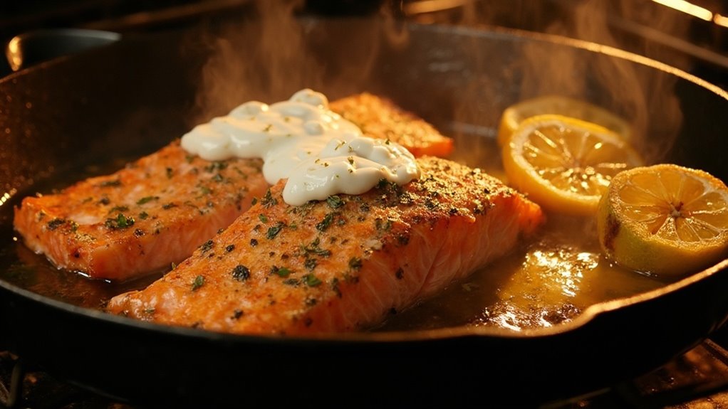 salmon placed in oven