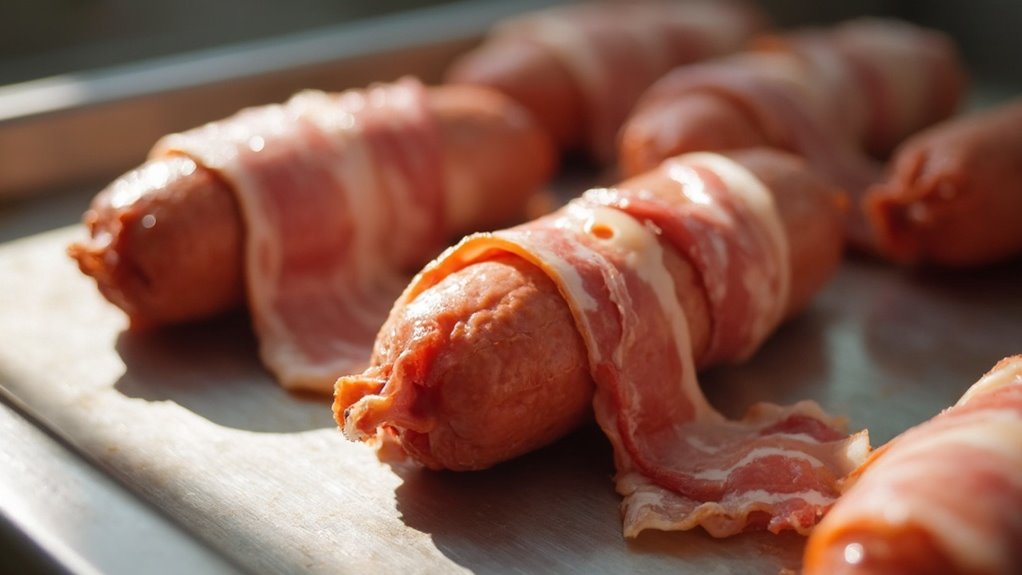 securely wrap the sausages