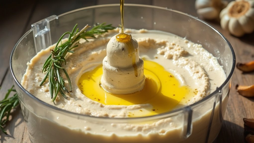 slowly add olive oil
